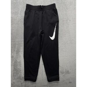 Nike Therma-FIT Pants Boys Large Black‎ Big Swoosh Fleece Sweatpants CJ6882-010